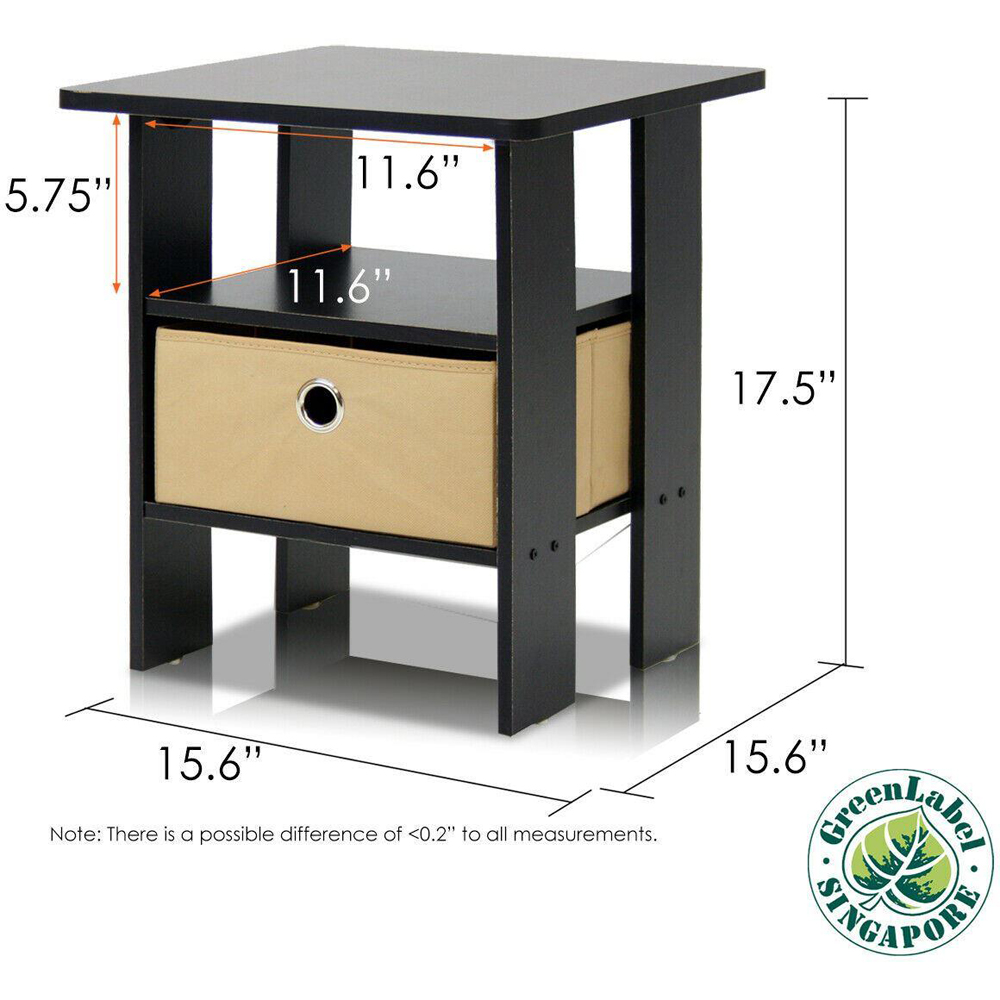 Walplus Andrey Single Drawer Single Shelf Espresso Brown End Table Set of 2 Image 5