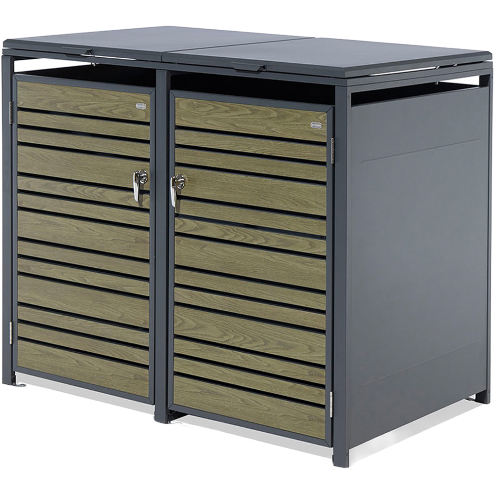 Rowlinson Chelsea Oak 2 Wheelie Bin Store Image 1
