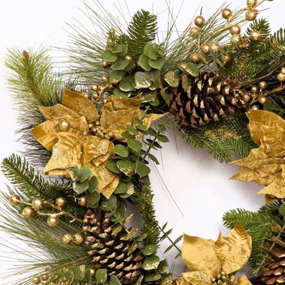 Shatchi Gold Christmas Wreath 60cm Image 2