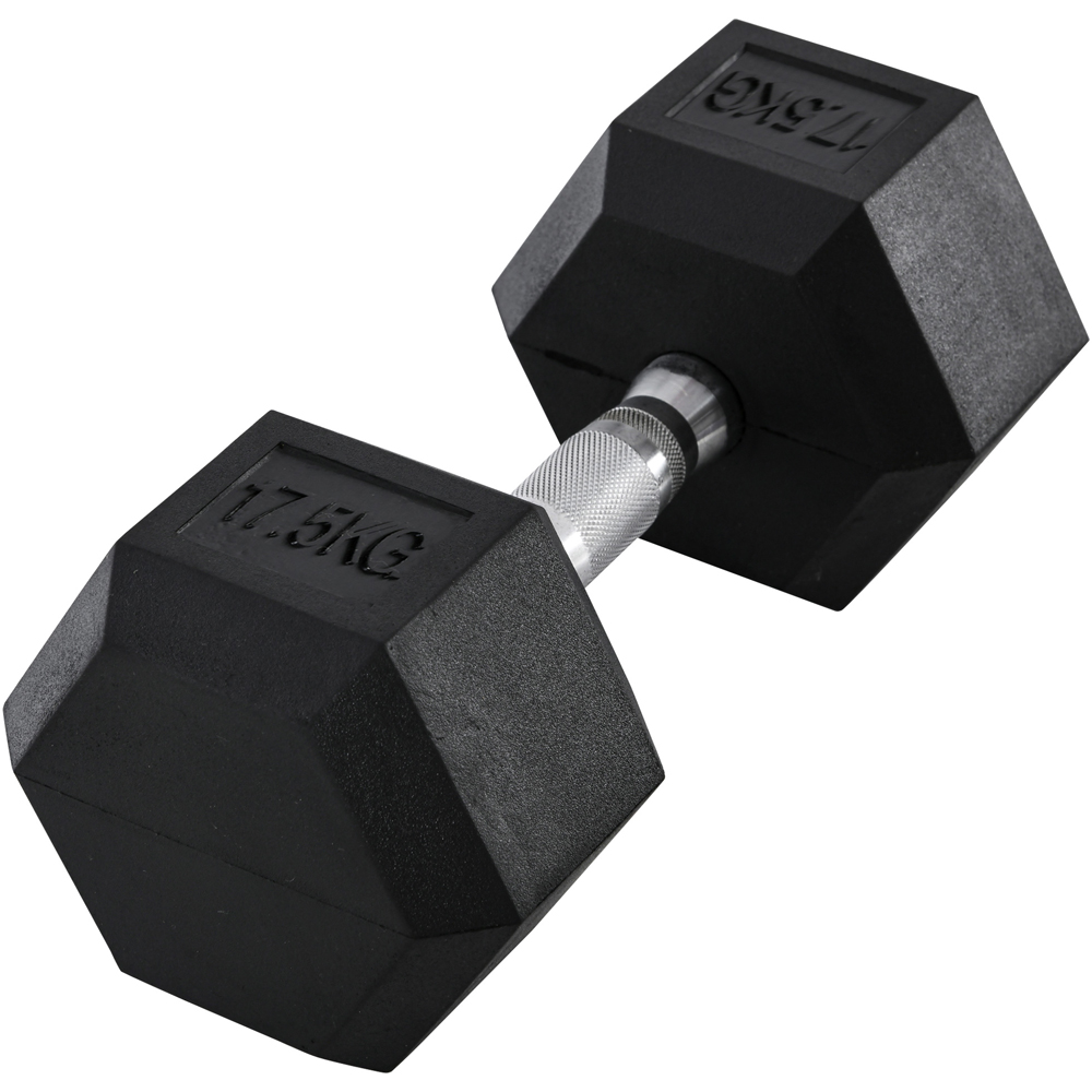 HOMCOM Black Hexagonal Rubber Dumbbell 17.5kg Image 1
