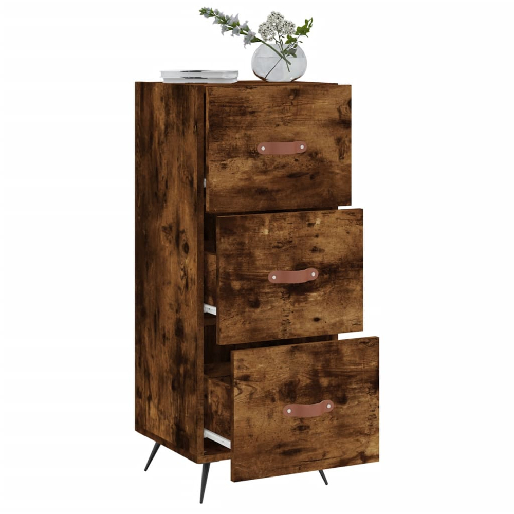 vidaXL 3 Drawer Smoked Oak Sideboard Image 4