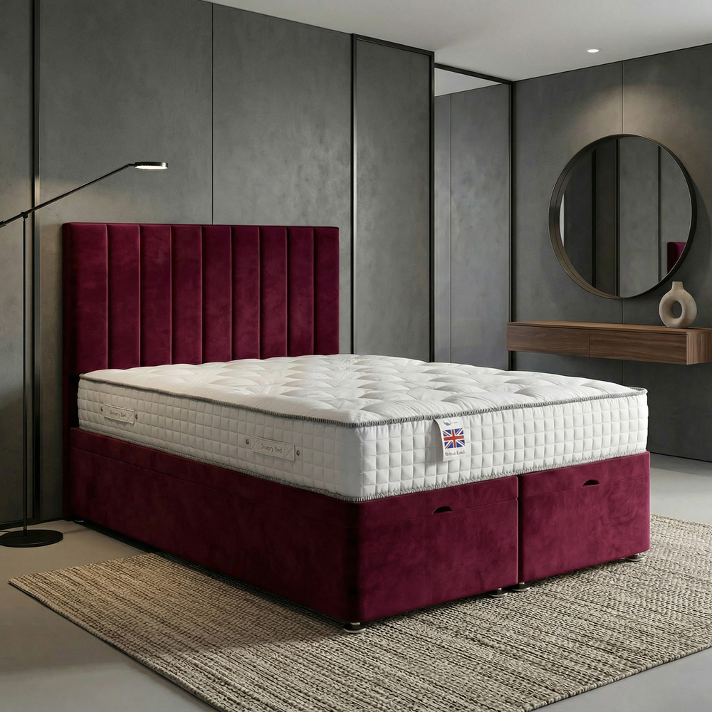 DS Living Aether Single Maroon Plush Velvet Divan Bed Image 4