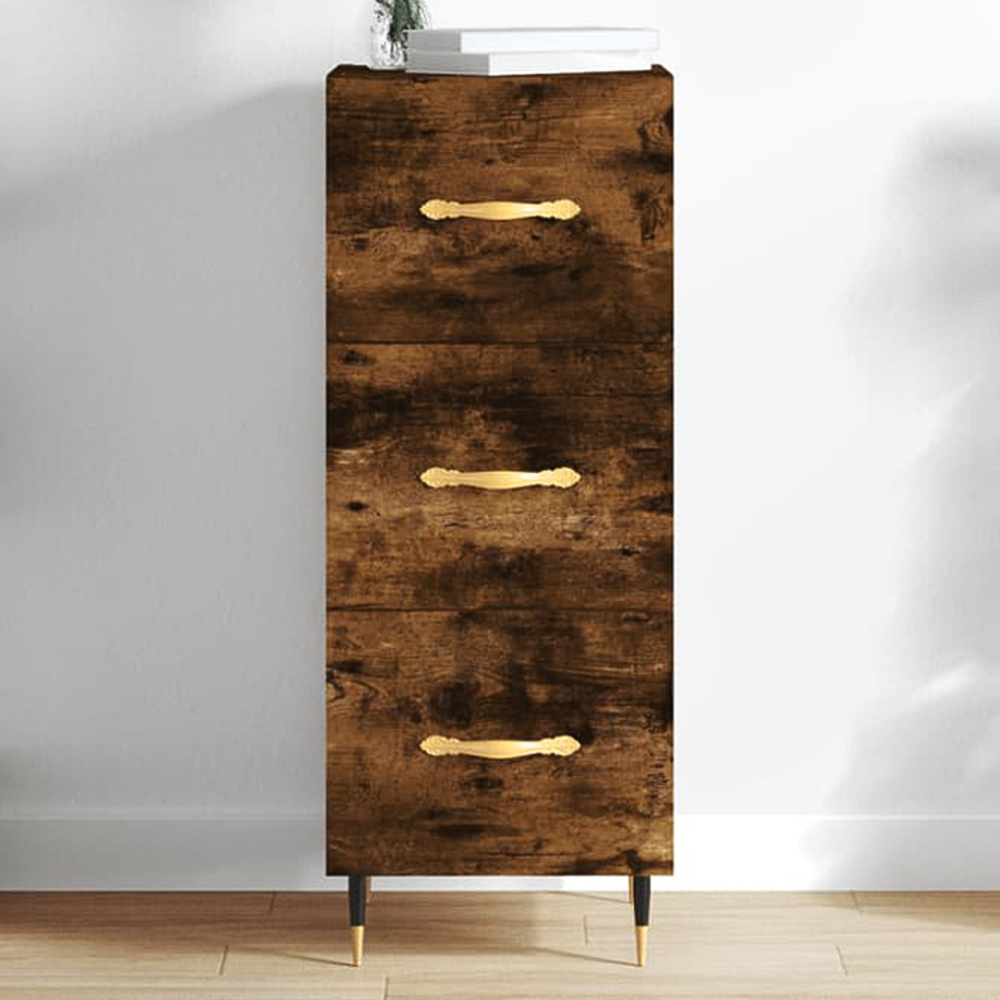 vidaXL 3 Drawer Smoked Oak Sideboard Image 1