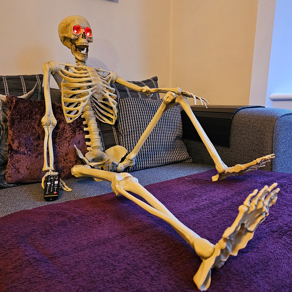 Samuel Alexander Halloween LED Skeleton Decoration with Movable Joints and LED Eyes 5ft 4 Pack Image 5