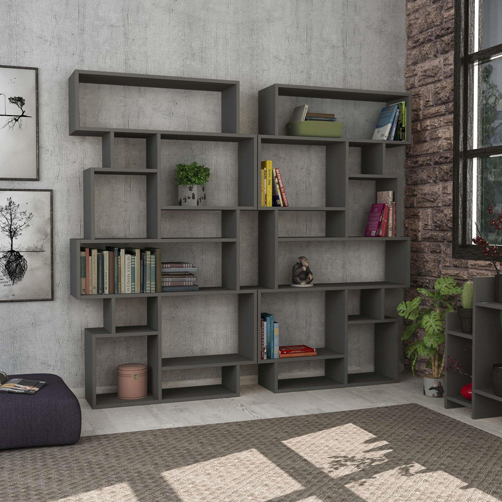 Decortie Karmato 10 Shelf Anthracite Grey Modern Bookcase Image 3
