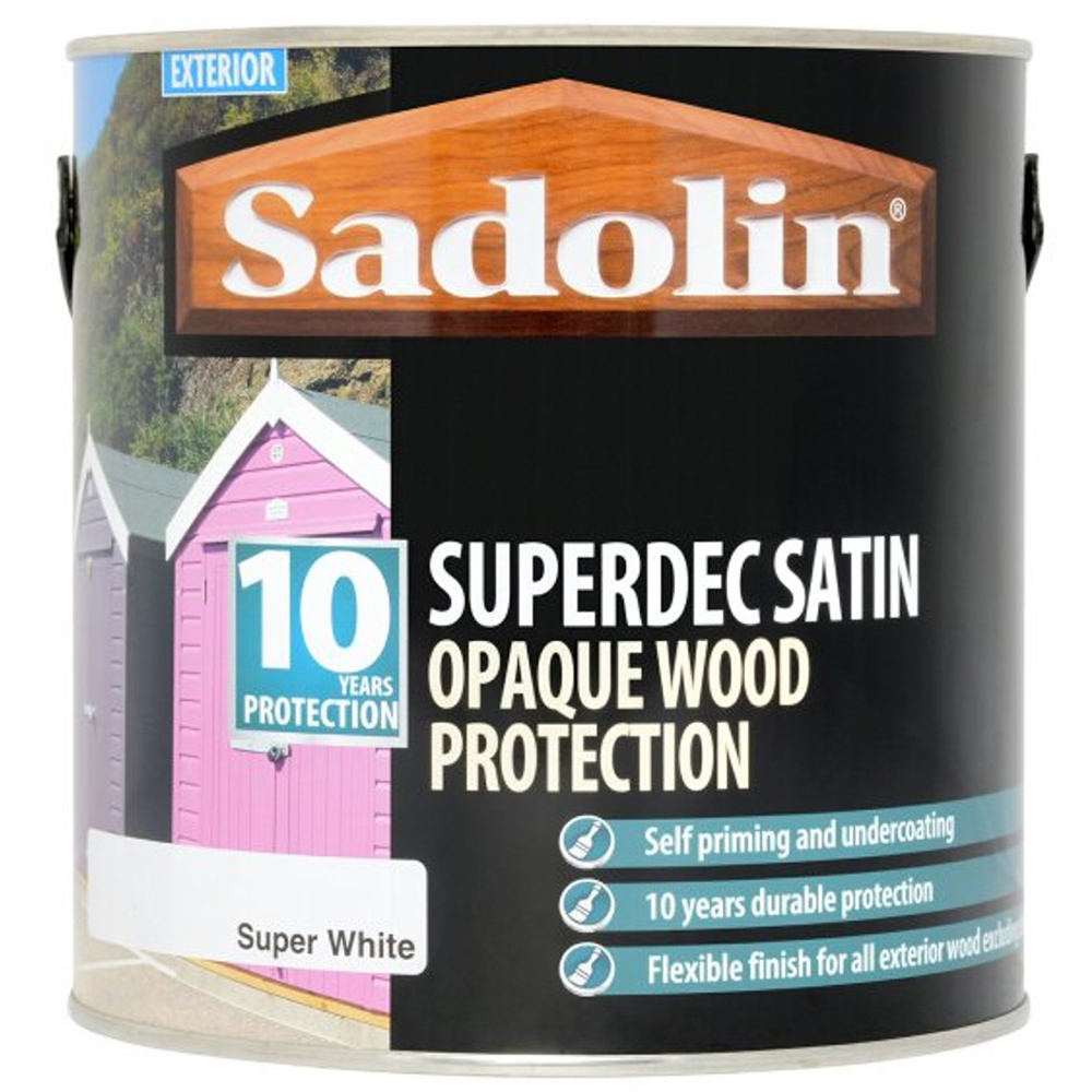 Sadolin Superdec 10 Year White Satin Finish Exterior Woodstain 2.5L Image 2
