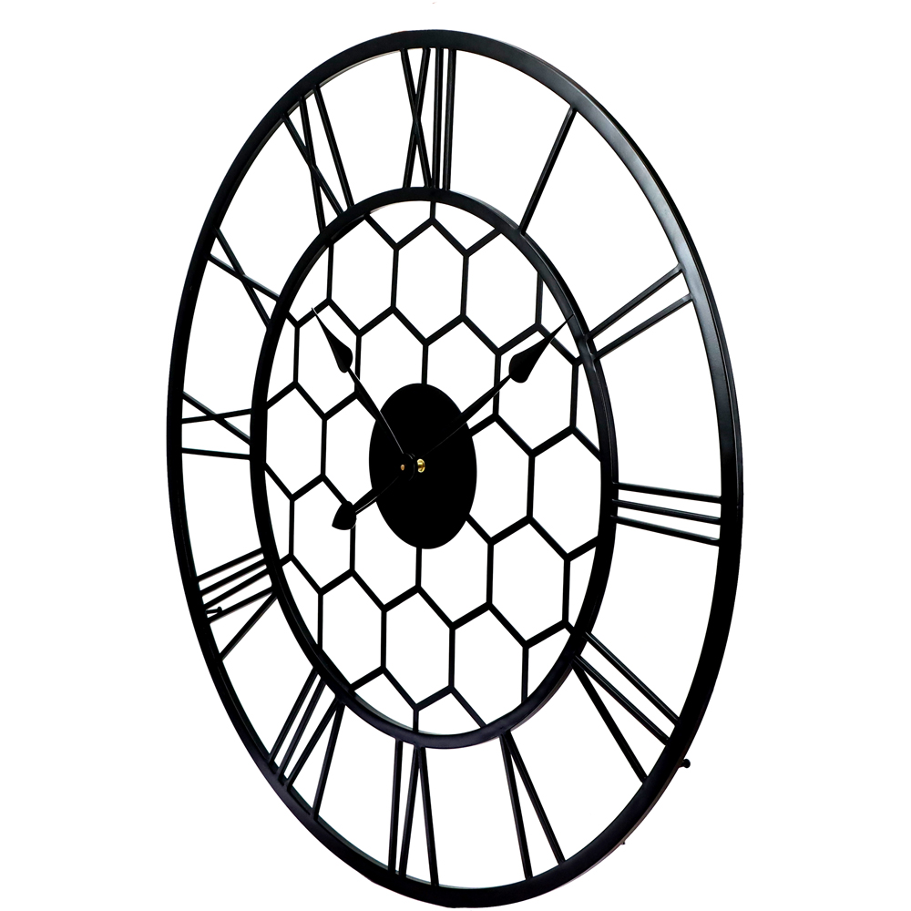 Charles Bentley Stanwick Black Round Skeleton Indoor and Outdoor Wall Clock 90cm Image 3