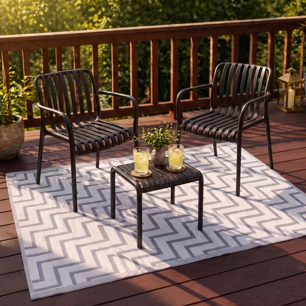 Jack Stonehouse Grey Zig-Zag Waterproof Anti-Slip Outdoor Rug 120 x 180cm Image 2