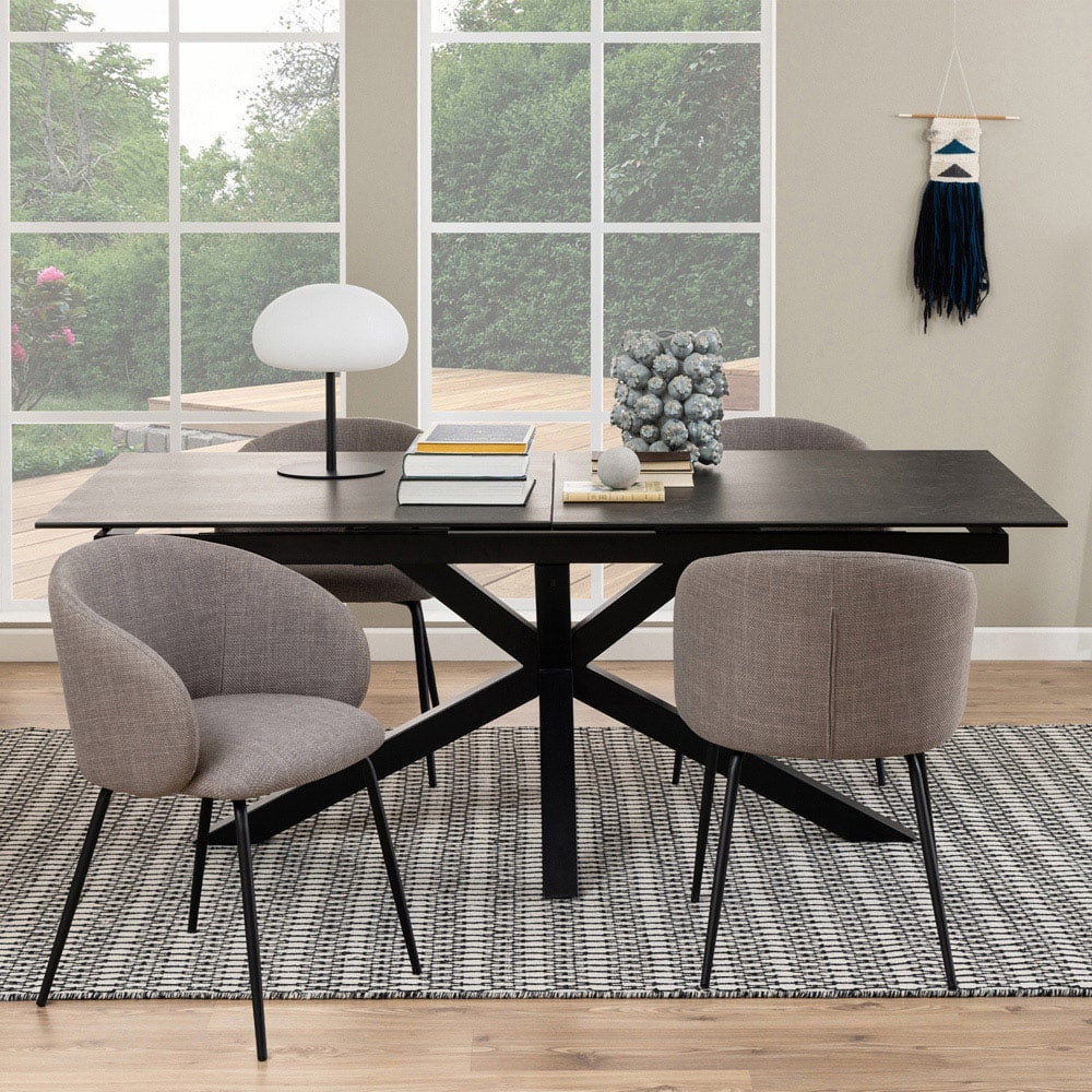 Florence Heaven Ceramic 8 Seater Extendable Dining Table Black Image 8
