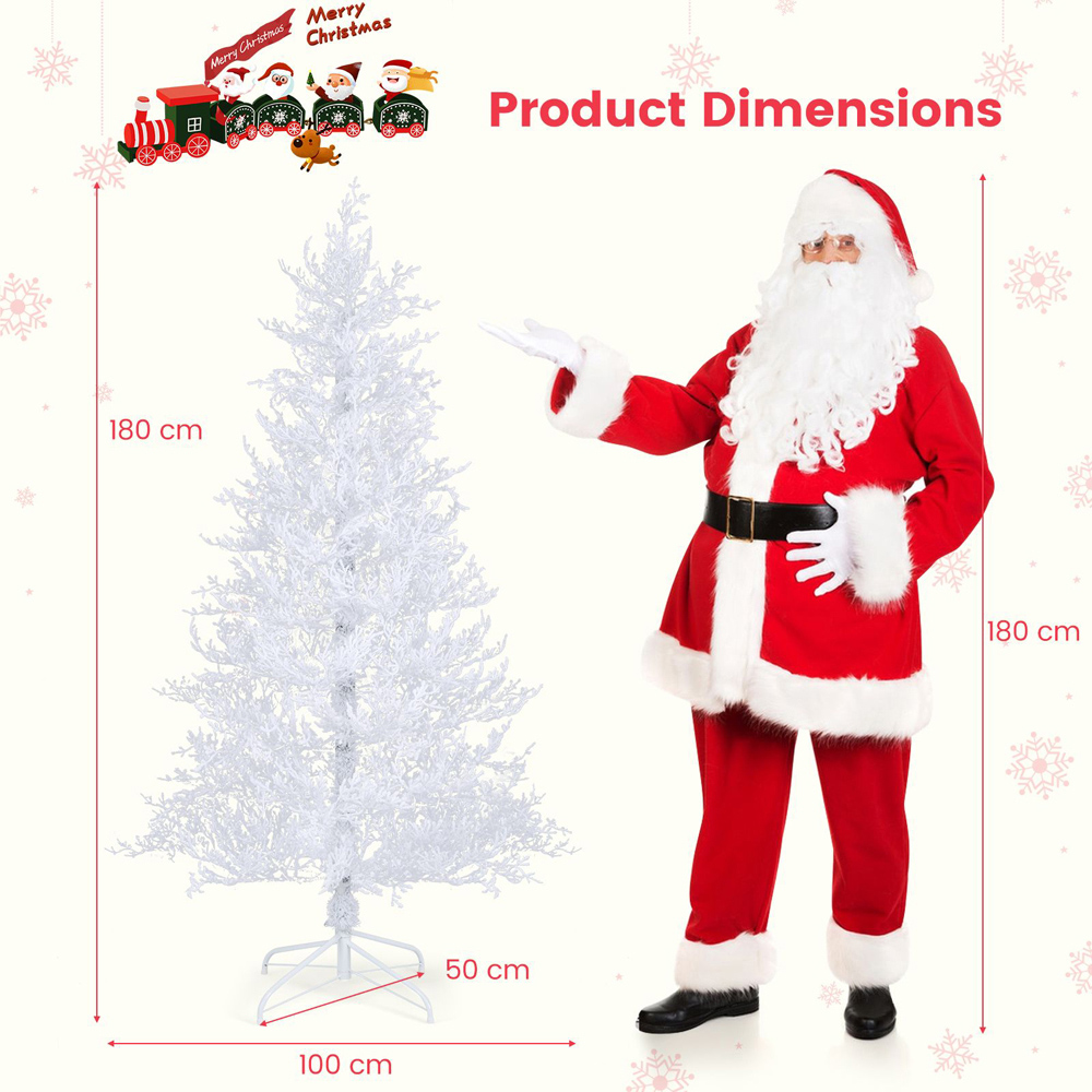 Costway Pre Lit White Snow Flocked PE LED Artificial Christmas Tree 6ft Image 6