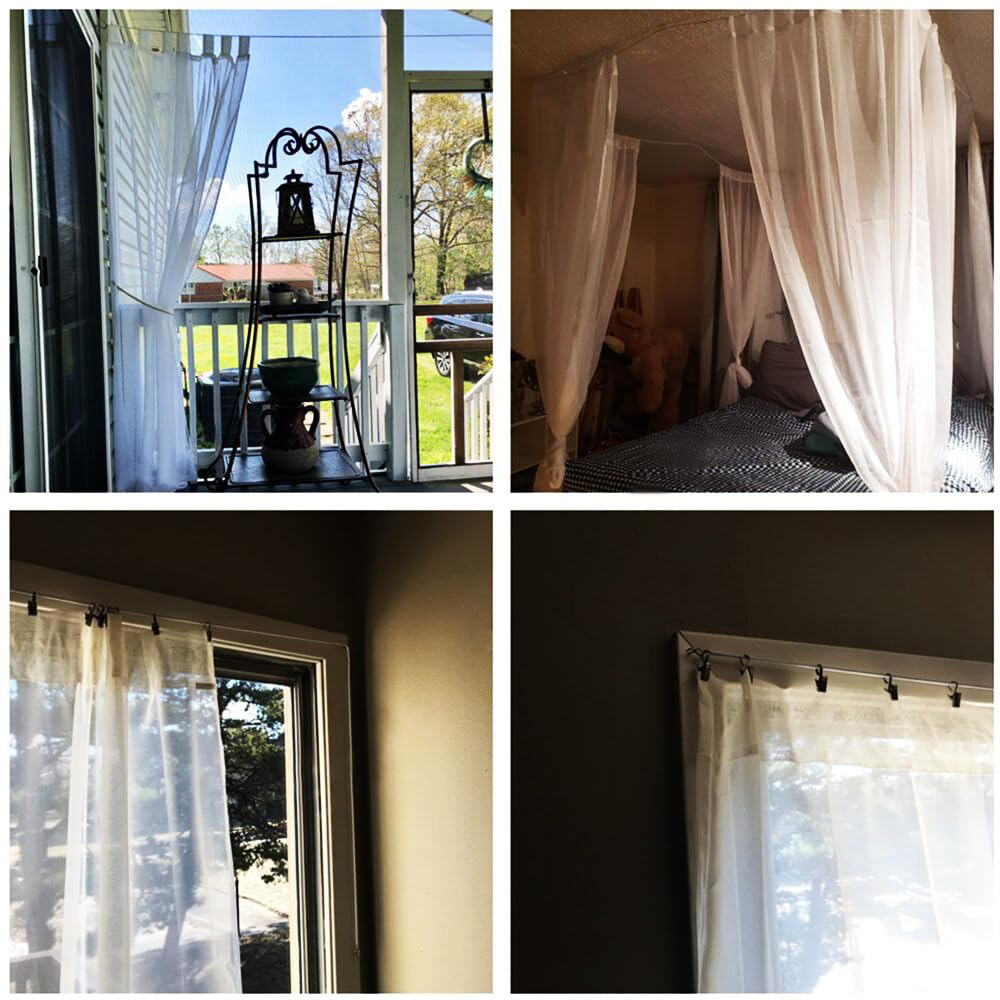 ATEK White Net Curtain Wire with Hooks and Eyes 2m Image 4