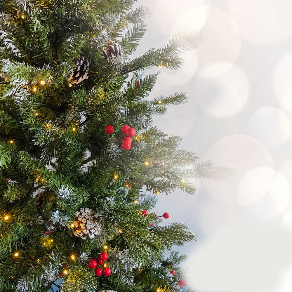 Noel Square Pre Lit Warm White LED Acorns and Berries Artificial Xmas Tree 2.9ft Image 3
