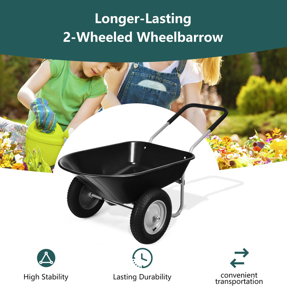 Costway Black Garden Trolley with Pneumatic Tyres 150kg Image 7