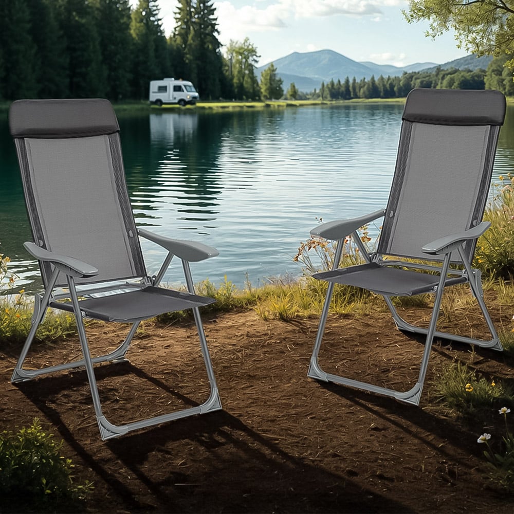 tectake Maurine Set of 4 Anthracite Garden Chairs Image 1