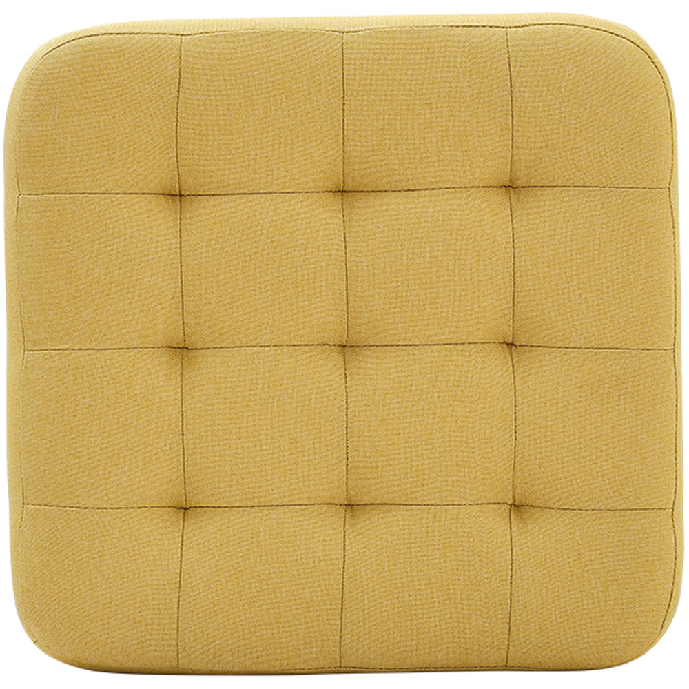 Living and Home Yellow Linen Wooden Footstool Image 3