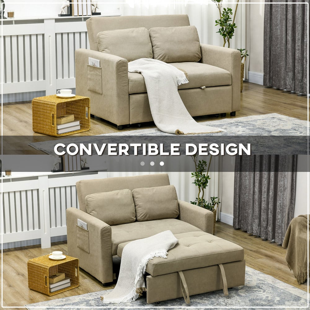 Portland 2 Seater Light Brown Sofa Bed Image 5