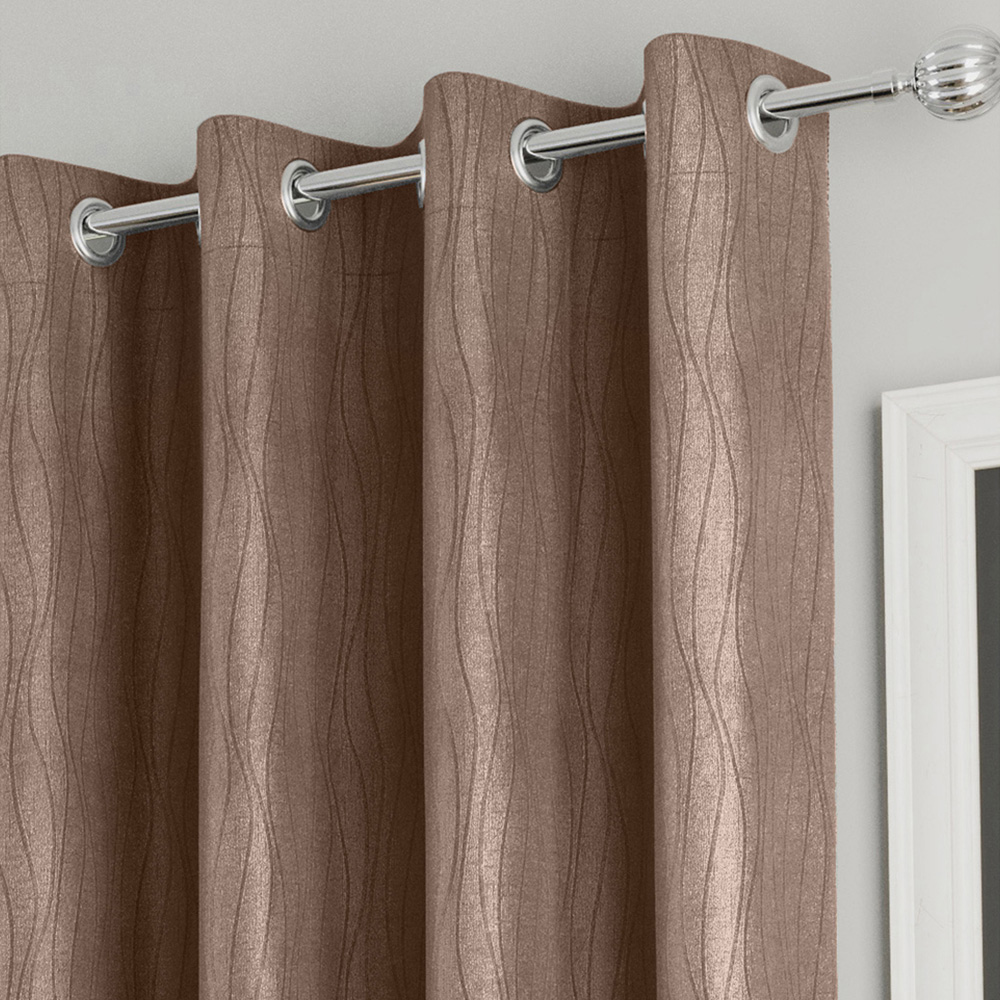 Enhanced Living Goodwood Bronze Embossed Wave Thermal Eyelet Curtain 168 x 183cm Image 3