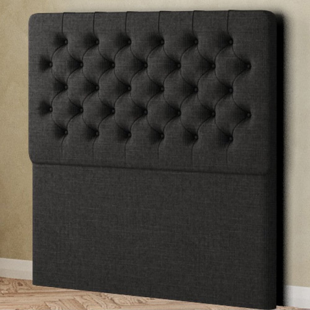 Eleganza Mary Chesterfield Super King Beige Linen Floor Standing Headboard Image 1