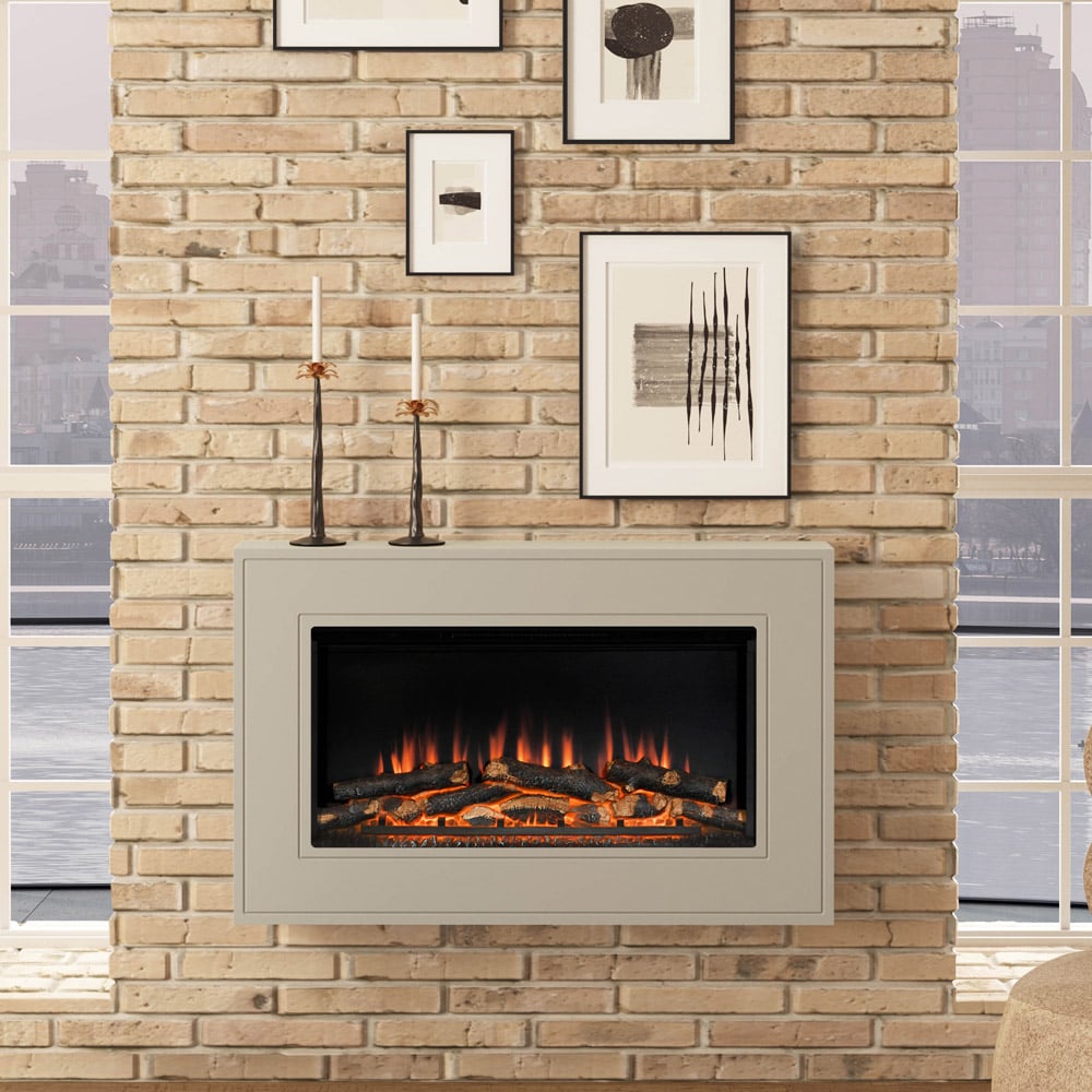 Be Modern Albali Stone Timber Wall Hung Electric Fireplace 38 inch Image 6