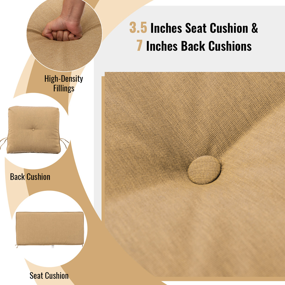 Costway 2 Seater Beige Outdoor Glider Bench with Cushions Image 7