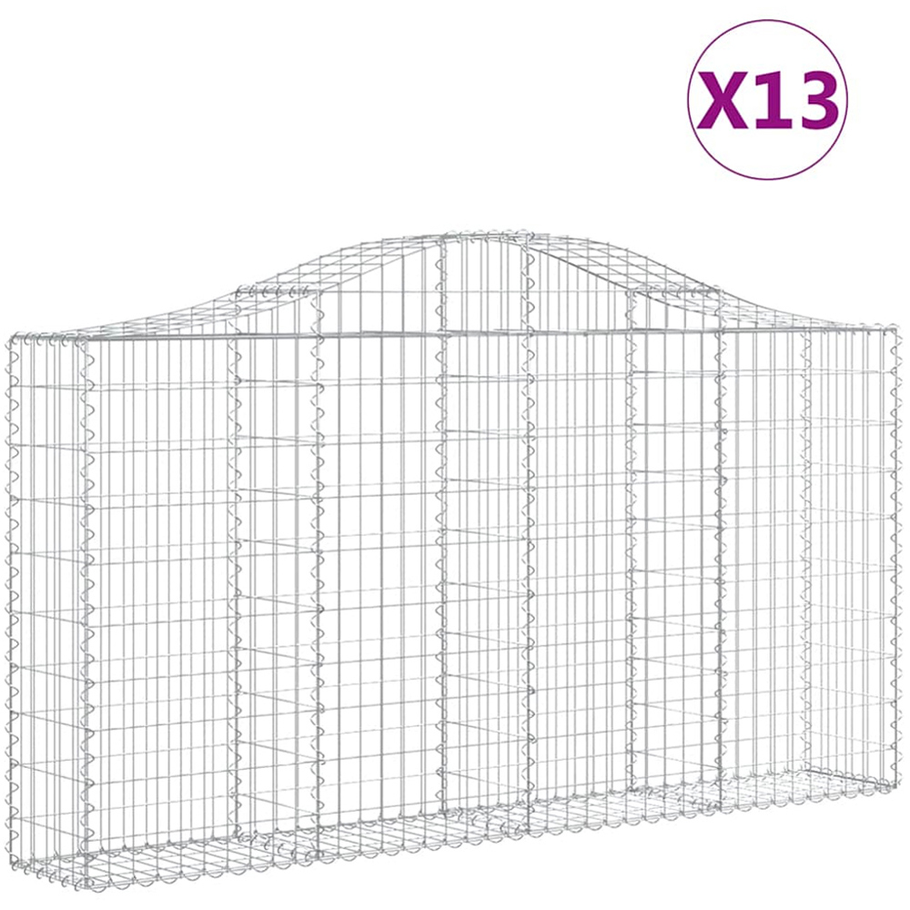 vidaXL Silver Galvanised Iron Arched Gabion Basket 200 x 30 x 100/120cm 13 Pack Image 4