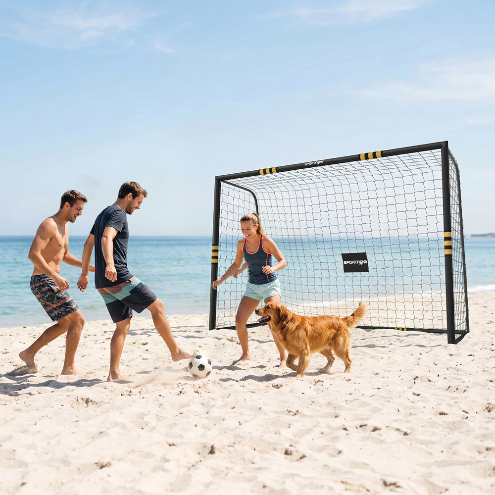 SPORTNOW Yellow and Black Football Goal with EPE Padding 10 x 6.5ft Image 3