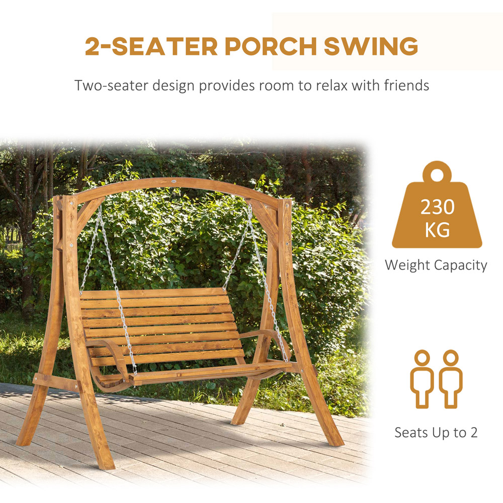 Outsunny 2 Seater Wooden Garden Swing Bench Image 4