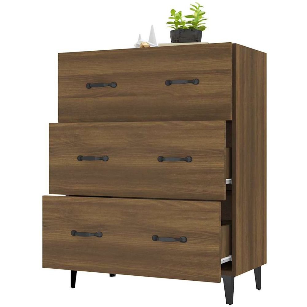 vidaXL 3 Drawer Brown Oak Sideboard Image 6