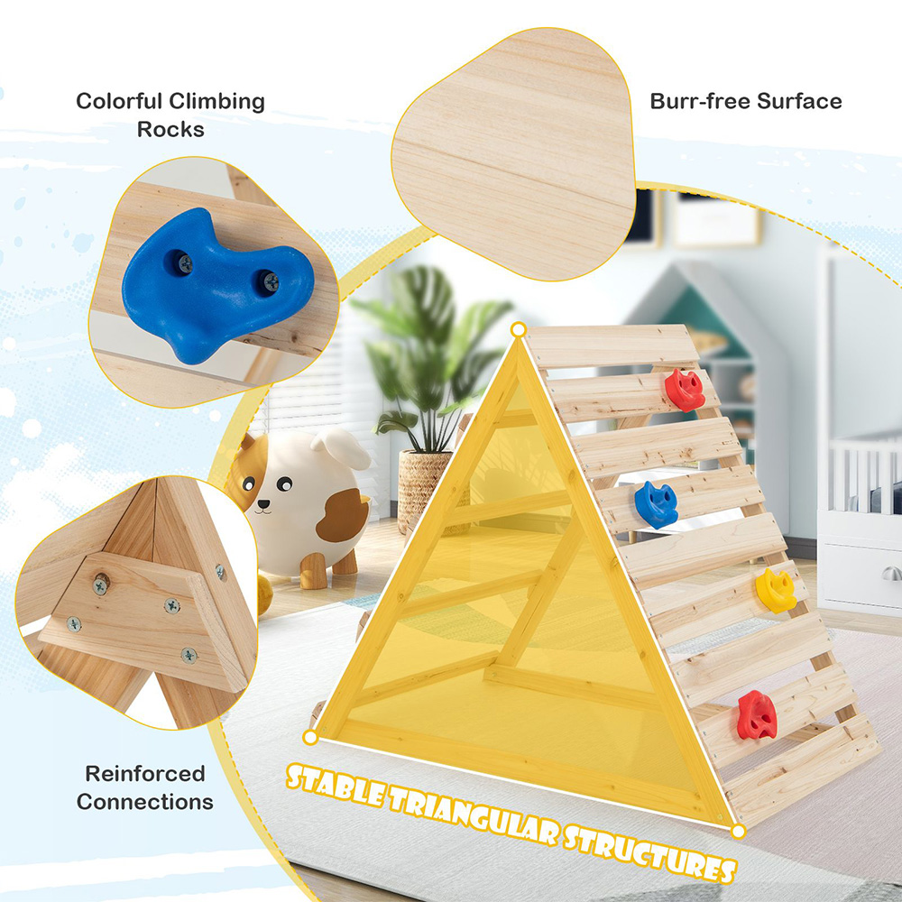 Costway Double Sided Triangle Climber with Multicolour Rocks Image 5