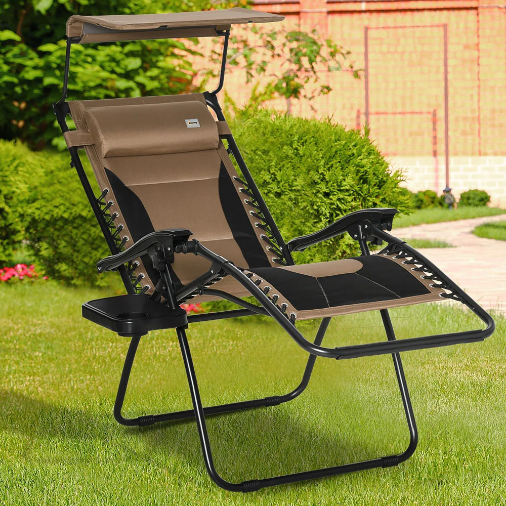 Outsunny Brown and Black Zero Gravity Folding Recliner Chair Image 1