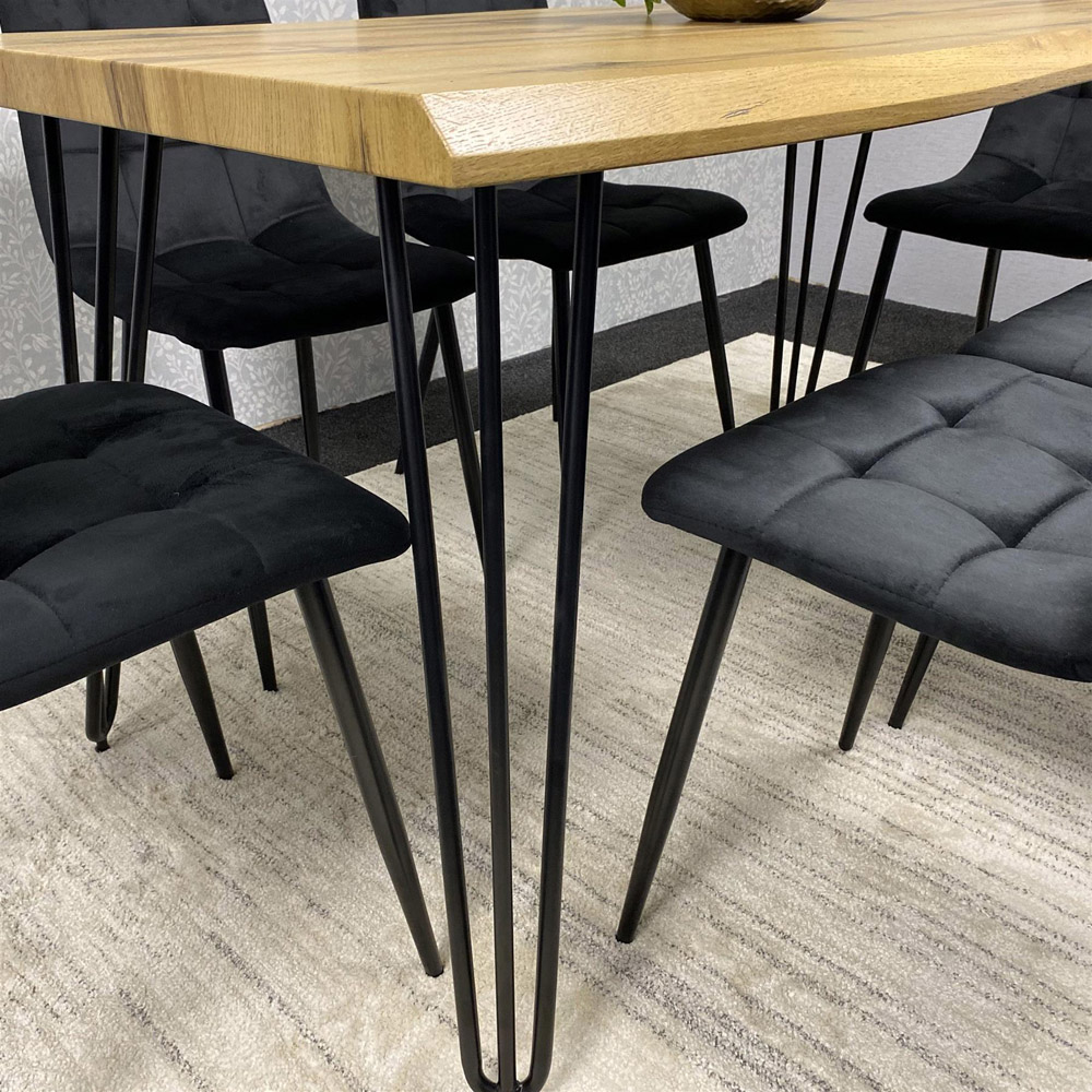 Kosy Koala 6 Seater Velvet Wooden Dining Set Black Image 4
