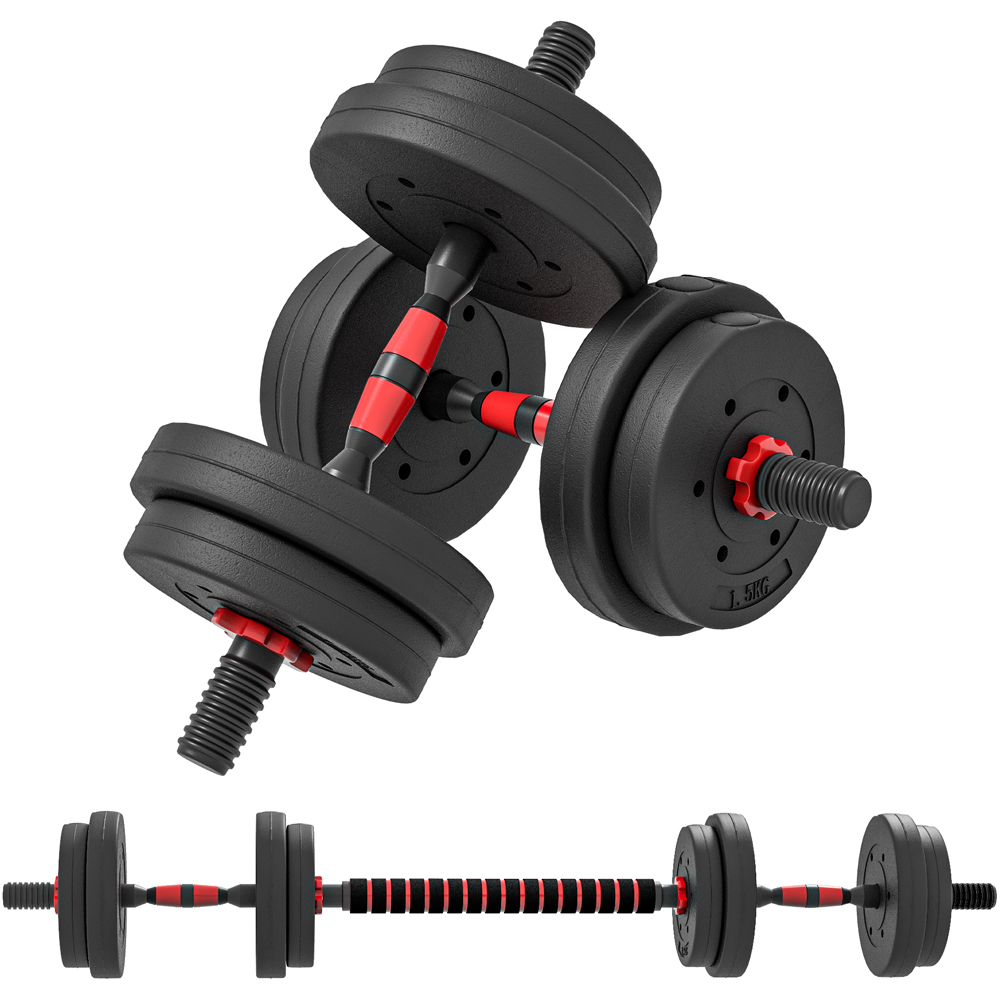 HOMCOM 2-in-1 Adjustable Barbell Dumbbells Weight Set 15kg Image 3