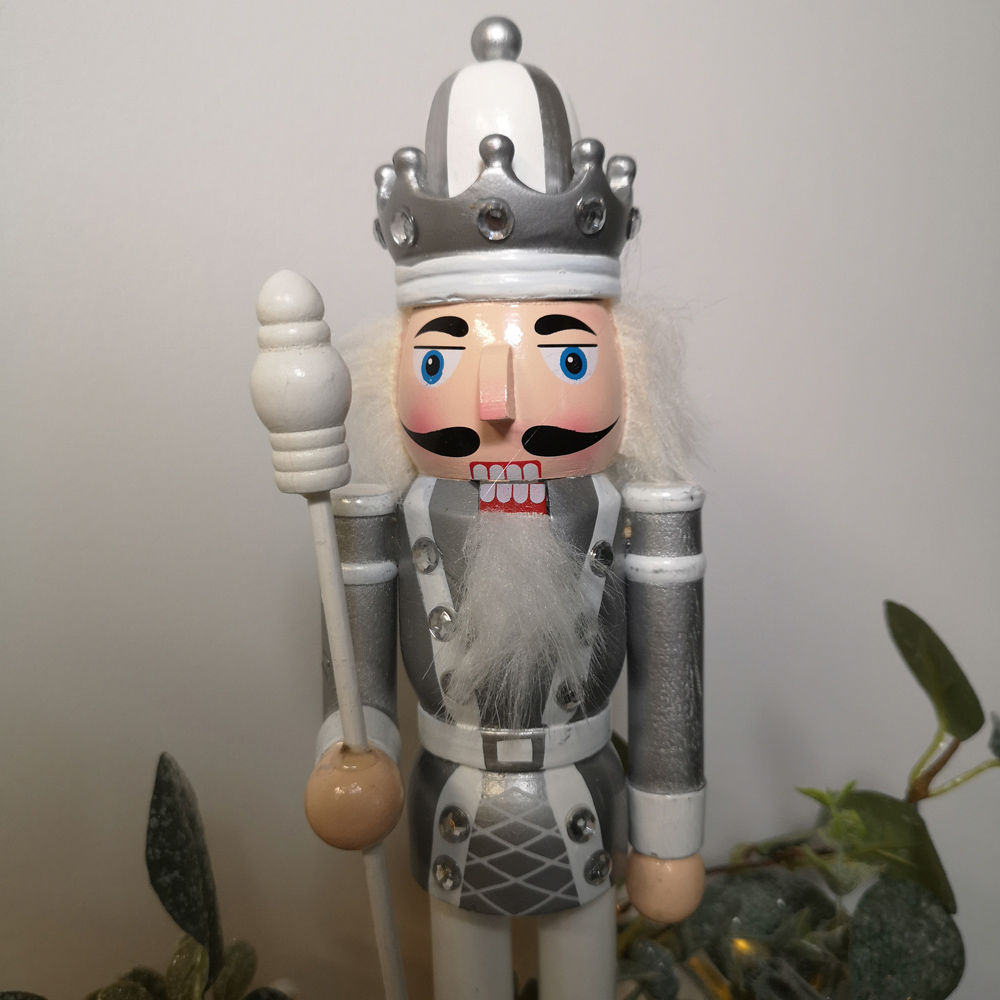 Samuel Alexander Wooden Nutcracker Soldier Decoration with Silver Body and Shoes Image 3
