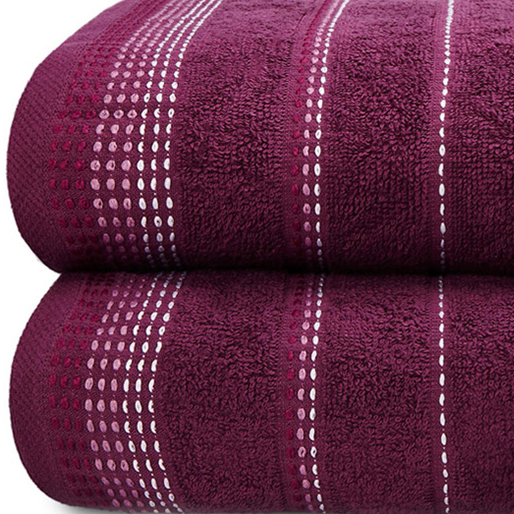 Rapport Home Berkley Purple Cotton Embroidered Bath Sheet Bundle Set of 2 Image 2