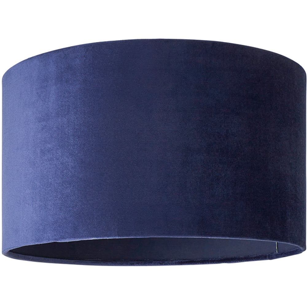 ValueLights Reni Navy Velvet Drum Ceiling Lamp Shade 35cm Image 1
