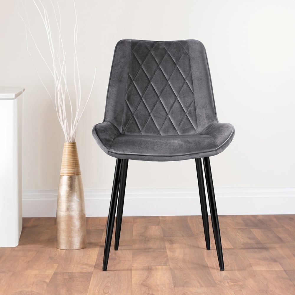 Furniturebox Molini Cesano 4 Seater Dining Set Black Gloss and Grey Image 3