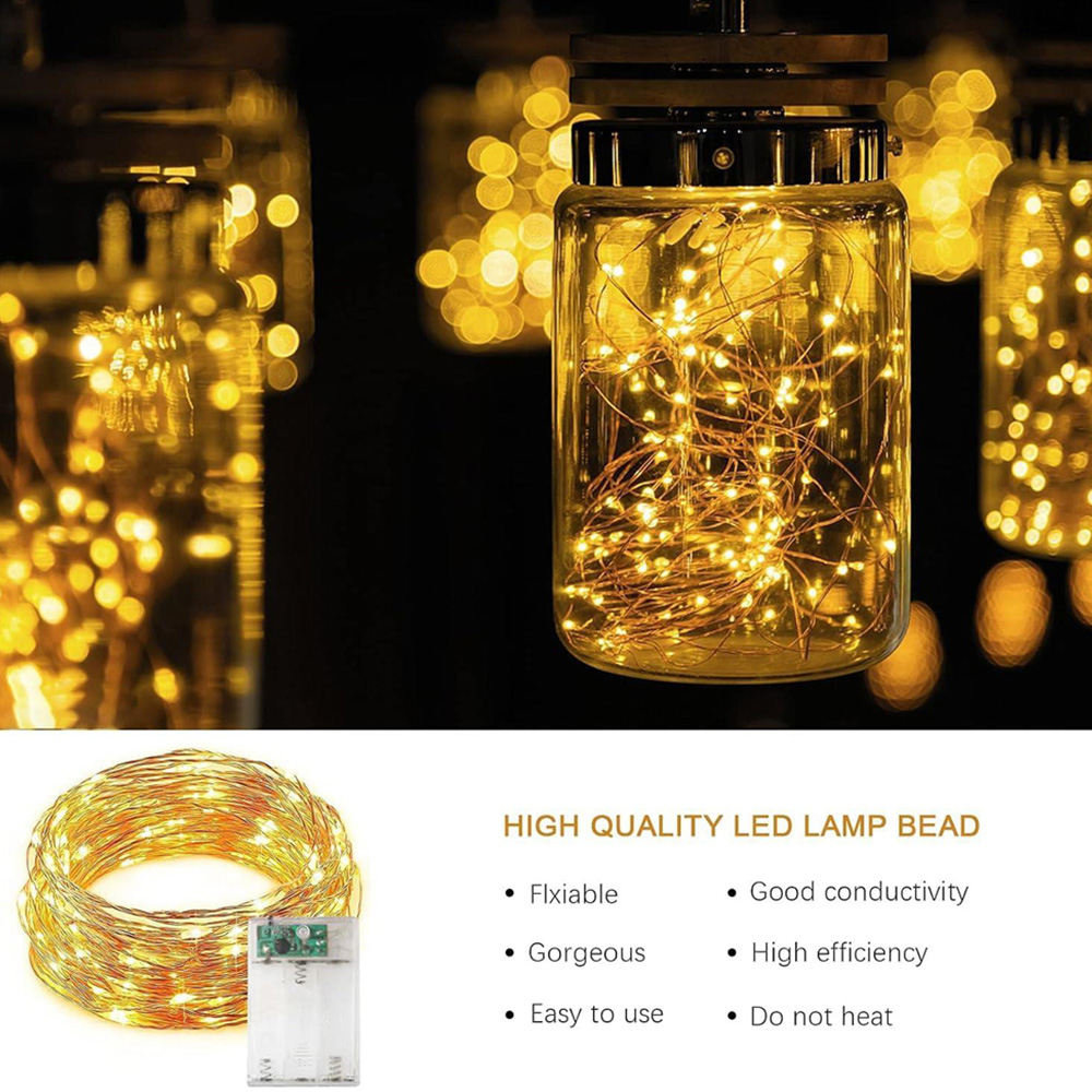 Shatchi 100 Warm White LED Gold Copper Wire Christmas String Light 10m Image 3