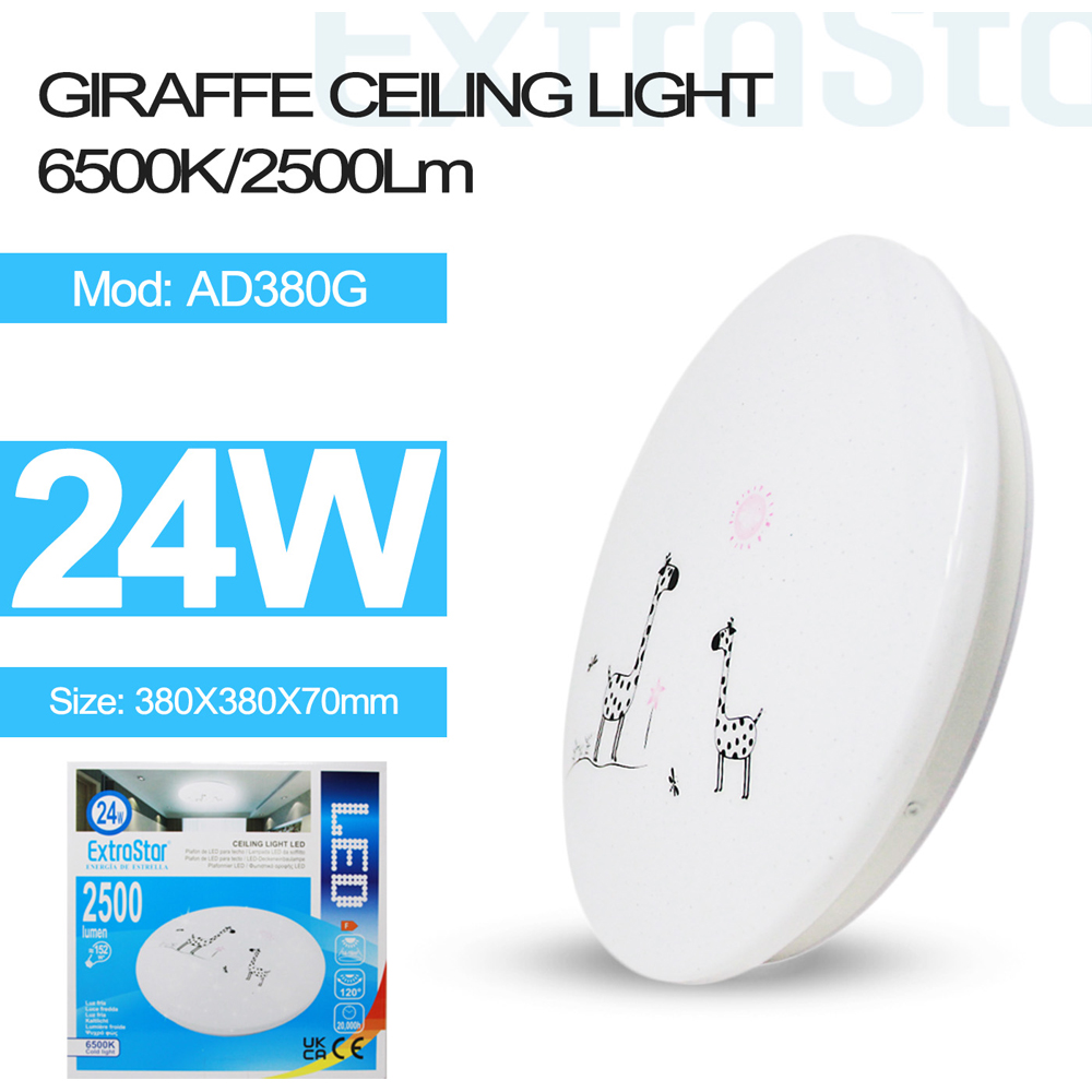 ExtraStar Cool White Cartoon Printed LED Integrated Flush Ceiling Light Image 2