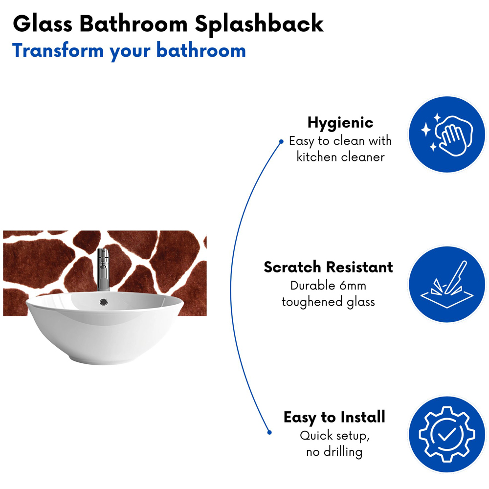 Warren Reed Designer Giraffe Spots Print Glass Bathroom Splashback 25 x 60cm Image 4