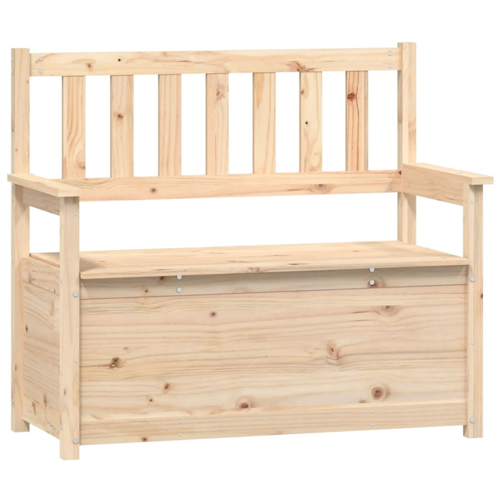 vidaXL Natural Solid Wood Pine Storage Bench 112.5 x 51.5 x 96.5cm Image 2