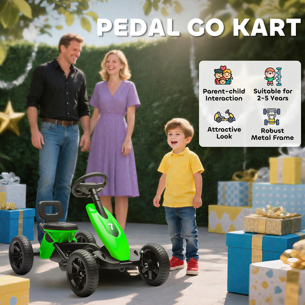 Tommy Toys Kids Pedal Go Kart with Silent EVA Wheels Green Image 5