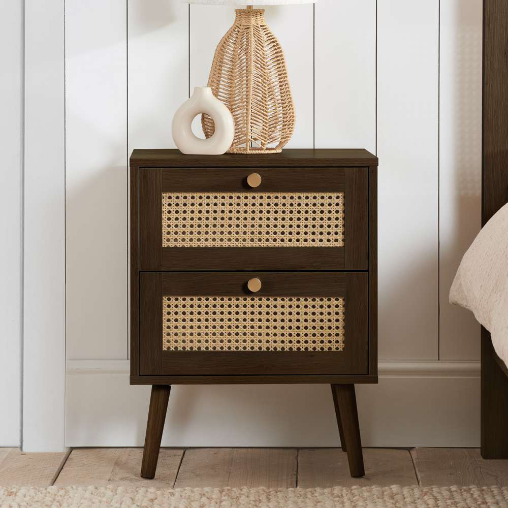 Croxley 2 Drawer Rattan Bedside Table Image 8