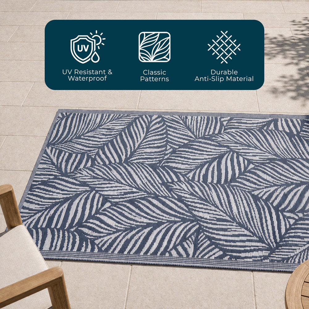 Jack Stonehouse Grey Leaf Waterproof Anti-Slip Outdoor Rug 120 x 180cm Image 3