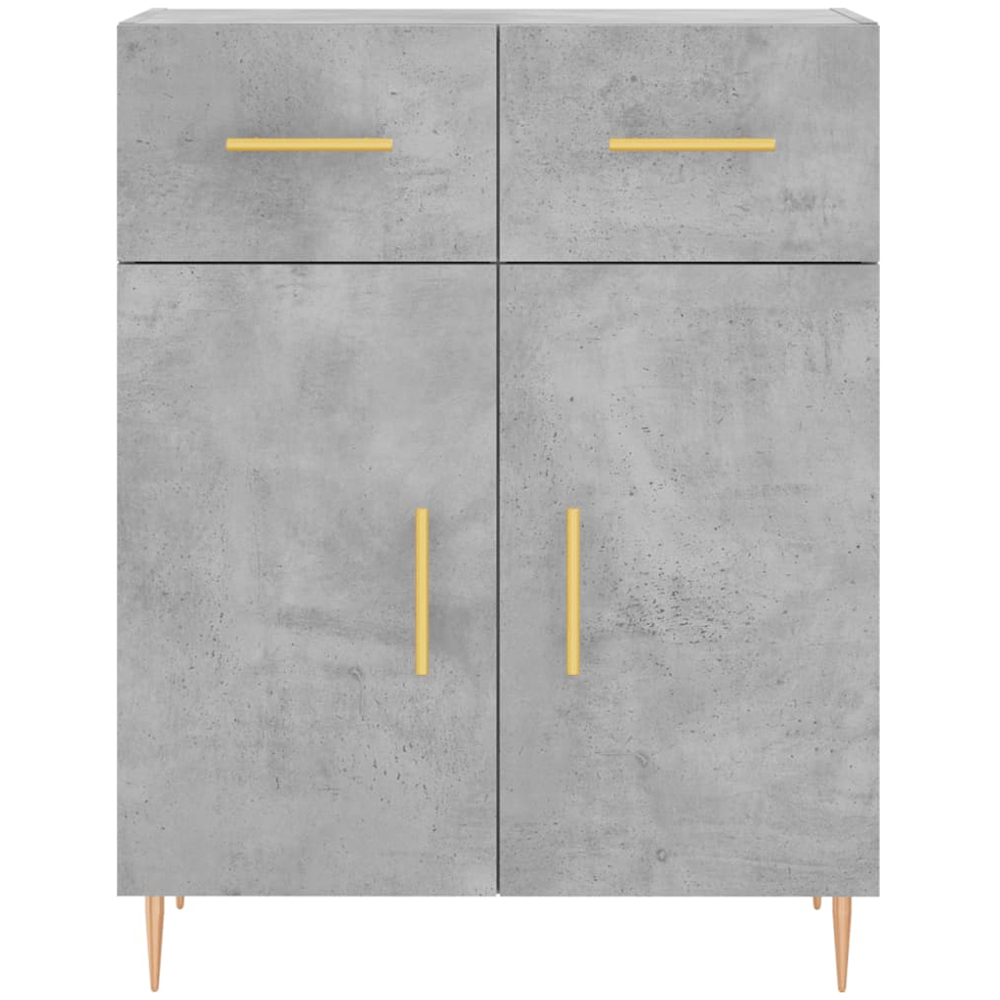 vidaXL 2 Door 2 Drawer 3 Shelf Concrete Grey Highboard with Gold Handle Image 8