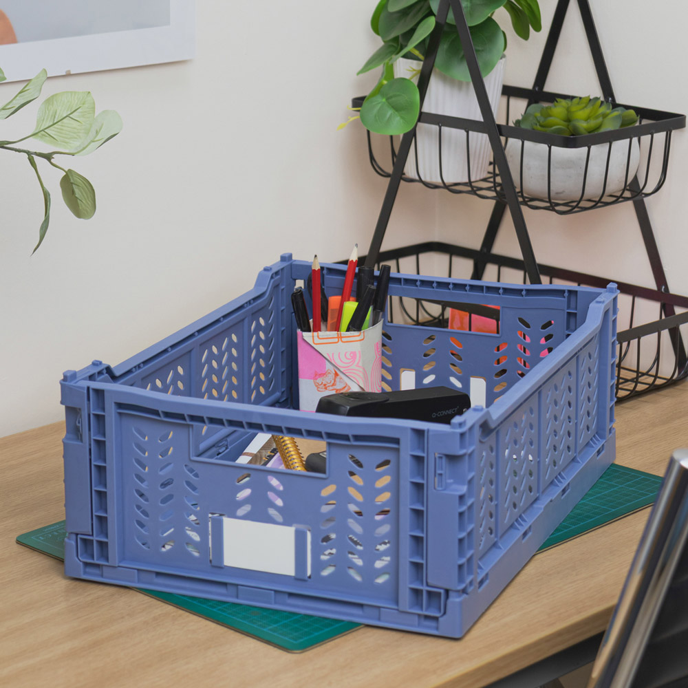 JVL Stackit Blue Foldable Storage Crates 14.5L 4 Pack Image 2