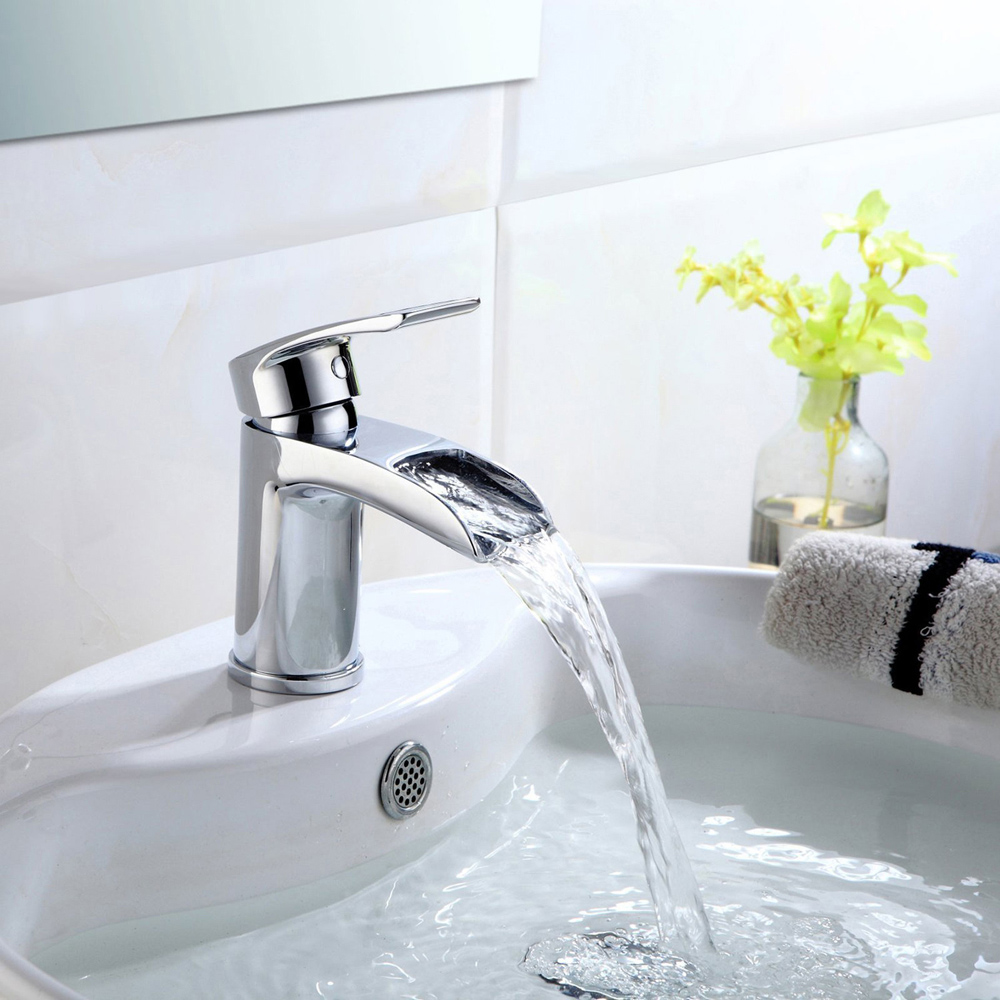 Nes Home Corry Waterfall Chrome Bath Shower Mixer and Basin Mono Tap Image 3