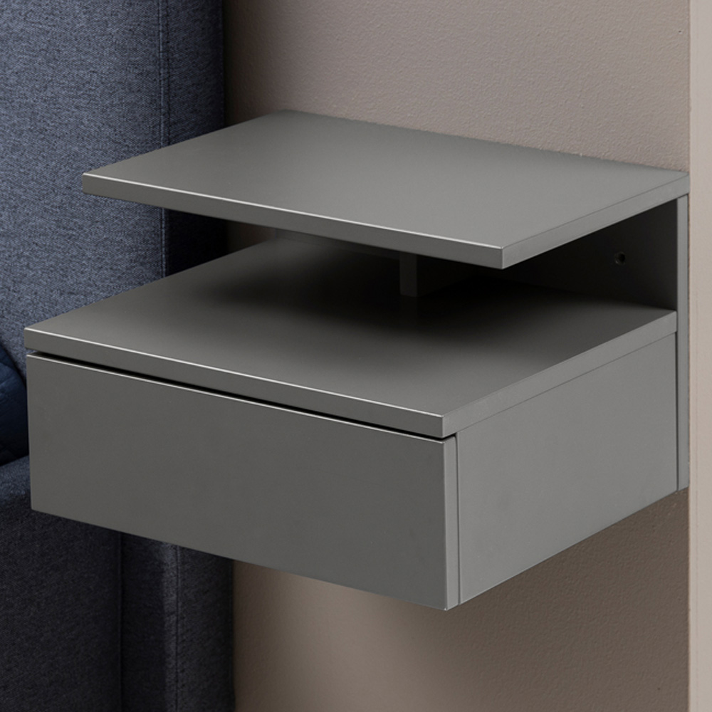 Florence Ashlan Single Drawer Grey Bedside Table Image 1
