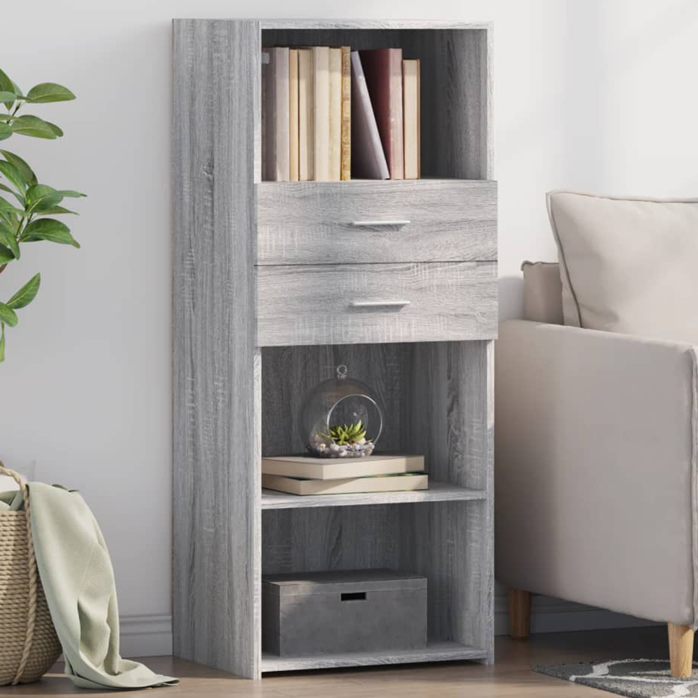 vidaXL 2 Drawer 3 Shelf Grey Sonoma Highboard Image 1