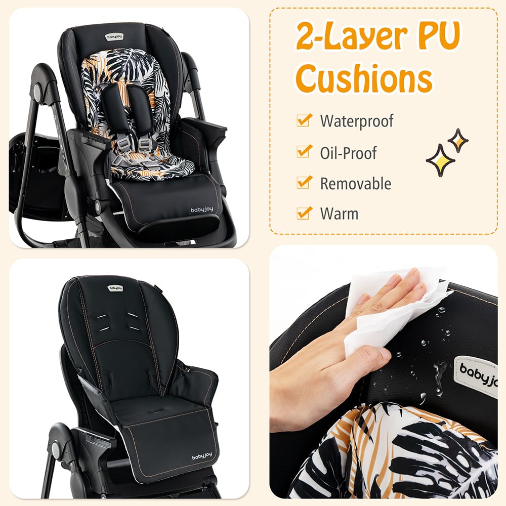 Costway Black Multifunctional Folding Baby Highchair Image 5
