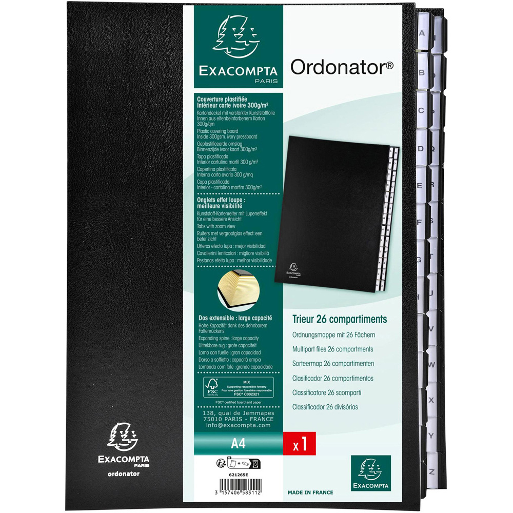 Exacompta A4 Black Multi-Part File Ordonator with 26 A-Z Tabs Image 8